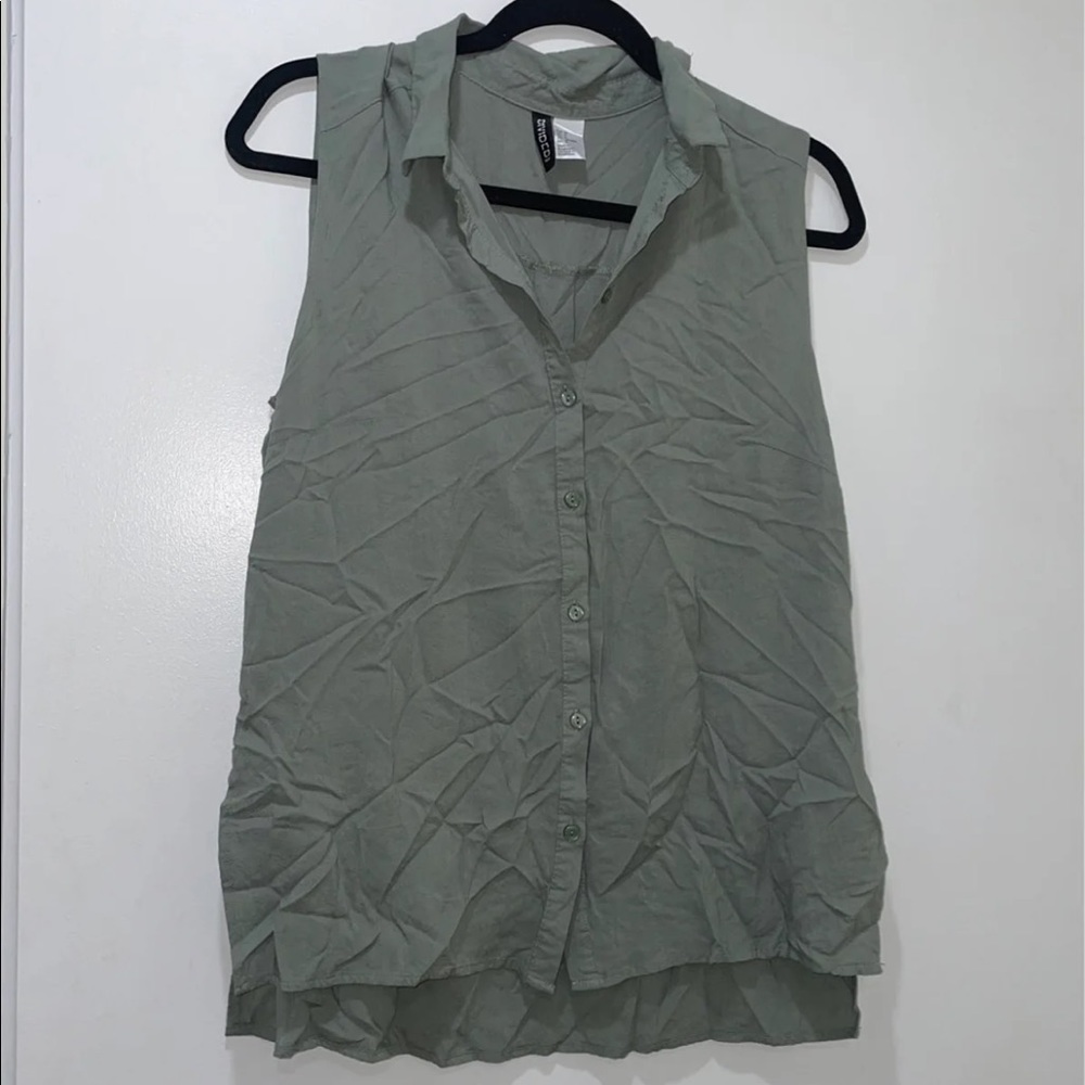 Army Green Button-Down Tank